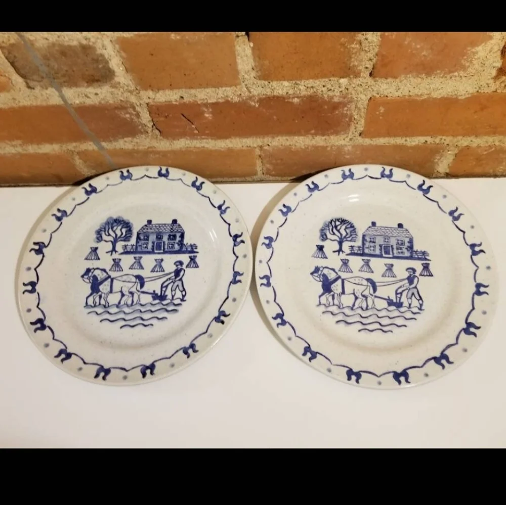 POPPYTRAIL BY METLOX PLATES VTG BLUE DINNER SET OF 6 KITCHEN DINING WEDDING GIFT